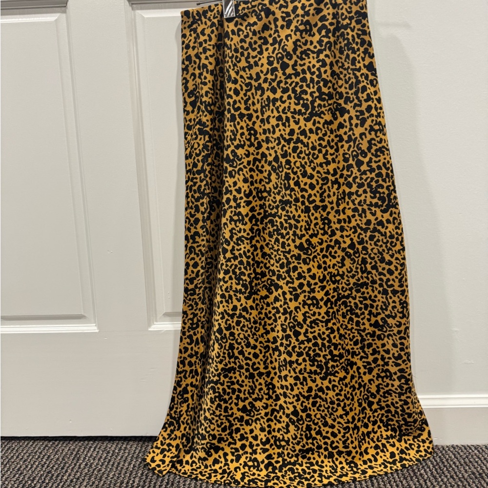 Wayf Leopard Print Maxi Skirt - Black and Tan